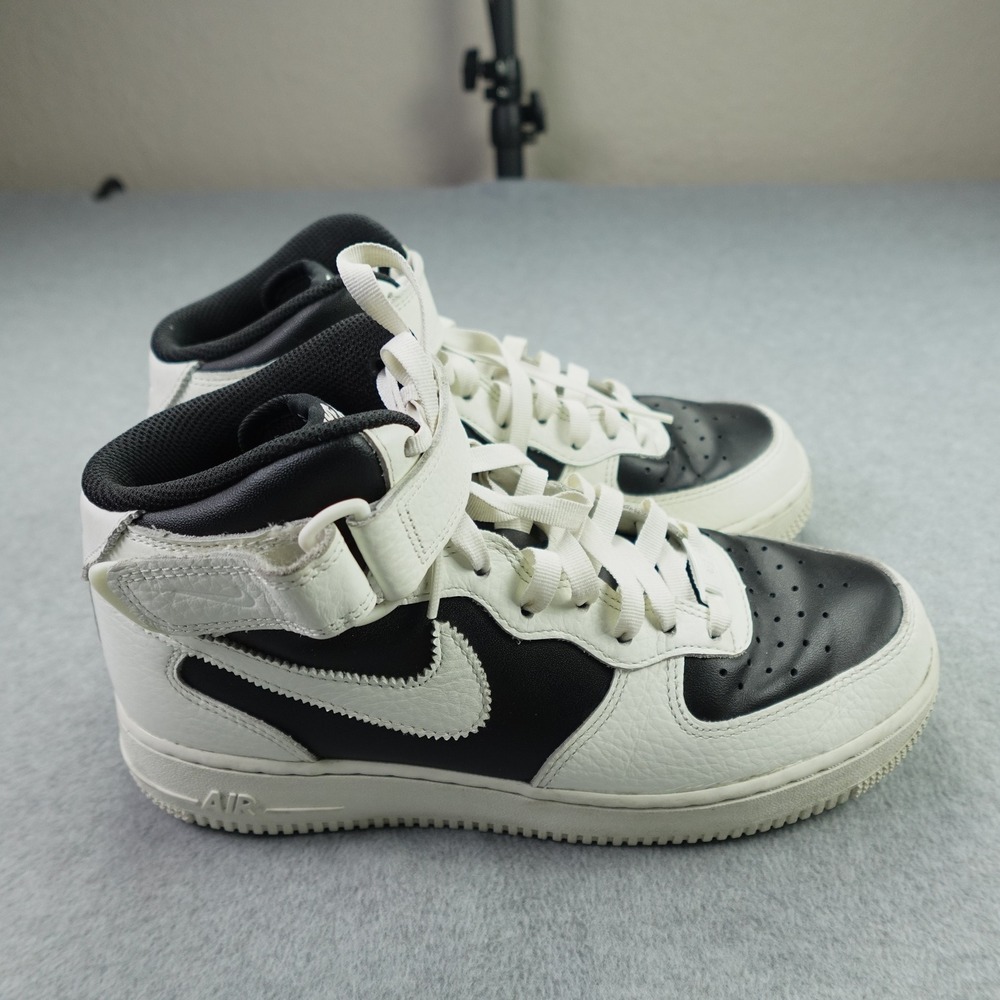 Nike Air Force 1 Mid 07 Women 9 Black White Panda Leather Sneaker DV2224-001 AF1